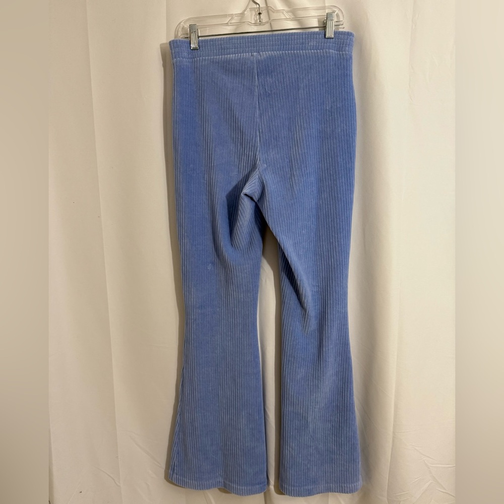 Aerie Groove-On Velour High Waisted Flare Pants In Blue Linen Size Large - Picture 5 of 7